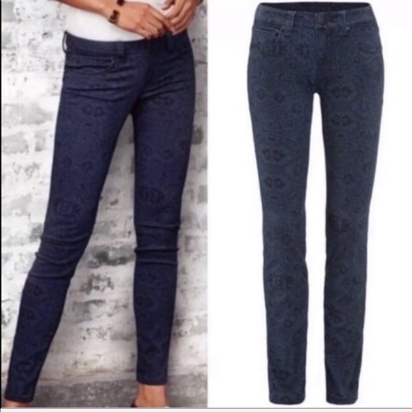 CAbi Denim - CAbi Skinny Jeans Blue Floral Lace Print Size 6
